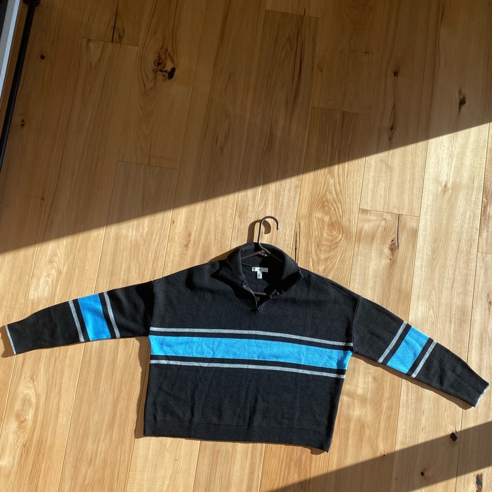 Blue stripe half-zip sweater